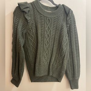 Madewell Olive Green Cable knit sweater